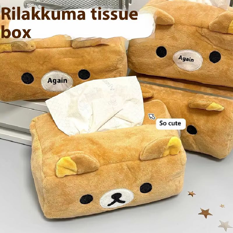 Мультяшный Милый Плюшевый Держатель для Салфетниц Rilakkuma Медведь Легко Вытягиваемый Органайзер для Бумажных Полотенец Хранение Для Девочки Домашний Декор Игрушки Подарки