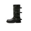6/8Cm Heightening Thick-soled Trouser Boots Women's Autumn Knight Boots Children's Long Boots Thick Heel Buckle Belt Medium Tube Stacking Boots.