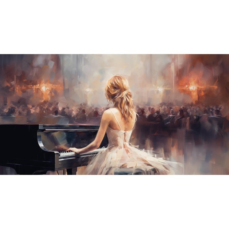 Pianist Playing Piano Saxophone Violin  Jazz Band Canvas Print  Vintage Oil Painting Style Wall Art Gift, Music School Decor