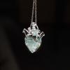 Handmade Transparent Heart Pendant Necklace Silver Chain Coloured Glaze Chain Choker  Gift
