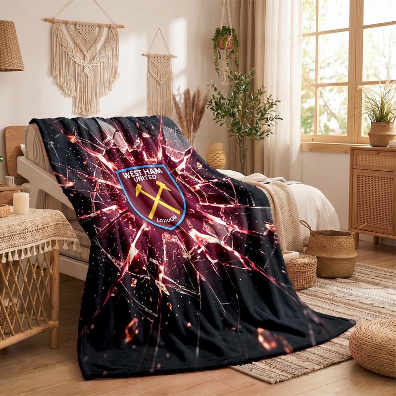 West Ham United Football Print Flannel Blanket Soft Warm Sofa Bed Throw Blanket For Home Office Bedroom