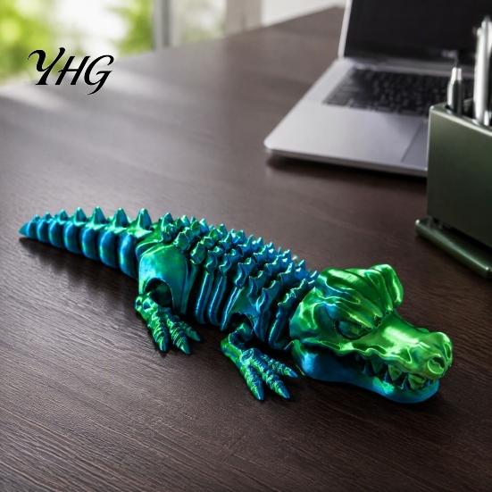 Flexible Body Reptile Toy 3D Printed Articulated Crocodile Toy, Figure, Animal Fidget for Portable Decompression Gadget Stress Relief, Movable Joints
