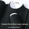 SNOWFLYING Men's Cashmere Blend Round Neck Thick Wool Sweater