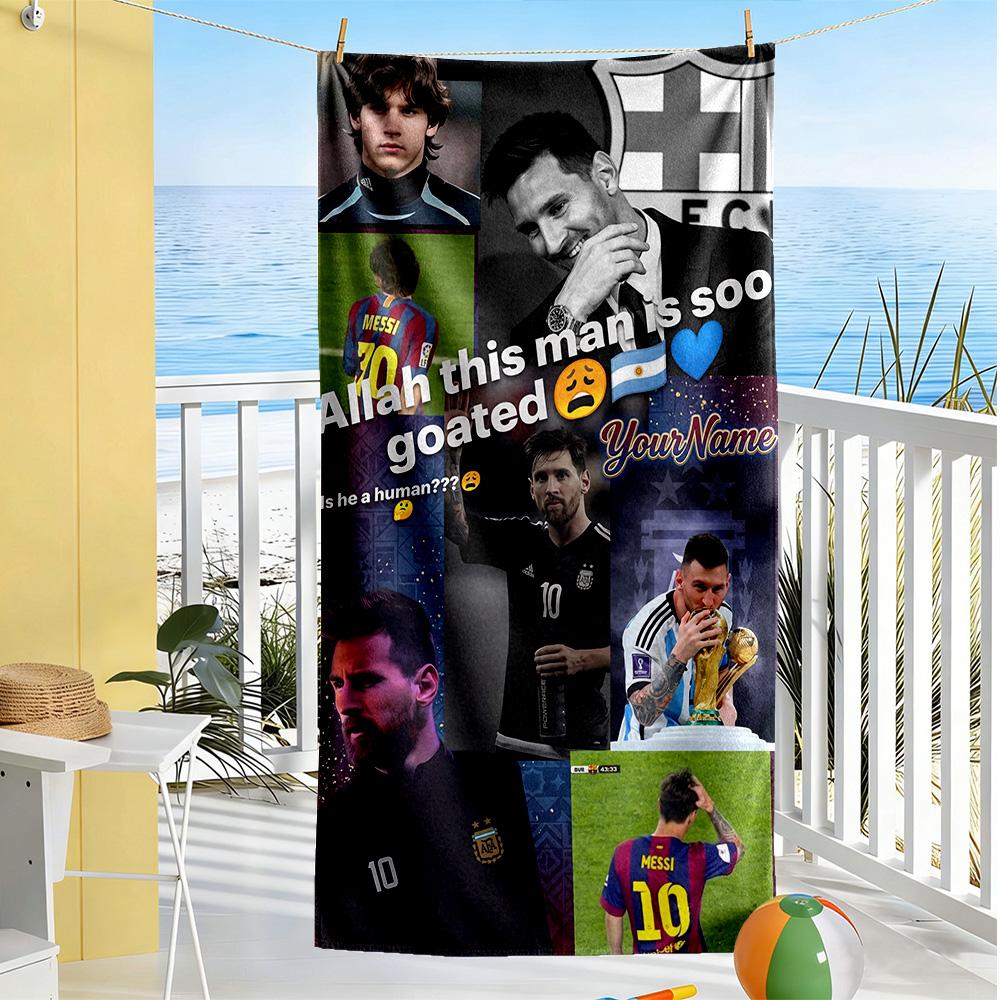 Messi Customizable Name Beach Towel Super Soft & Absorbent Portable for SwimmingBeachCamping Travel Beach AccessoriesGym