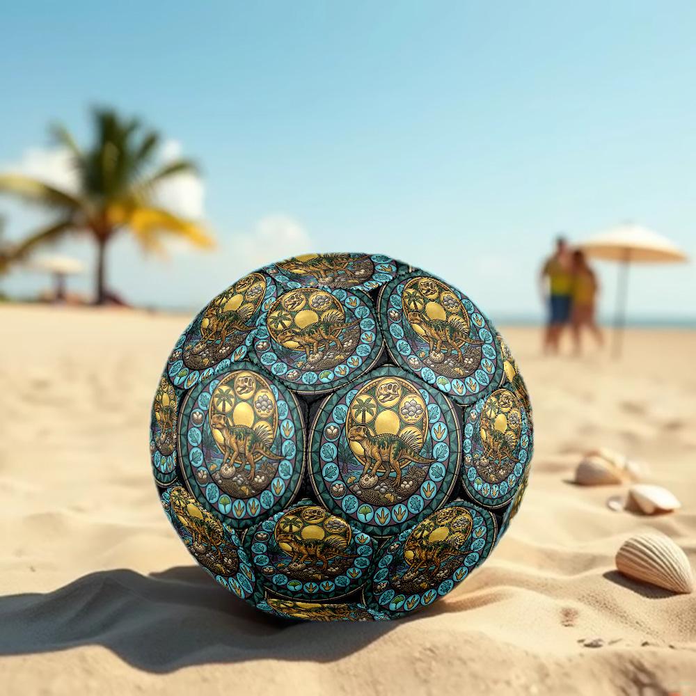 Dinosaur Glass Art Round Football Size 5 Adult Ball Suitable for Training Matches and Outdoor Team.