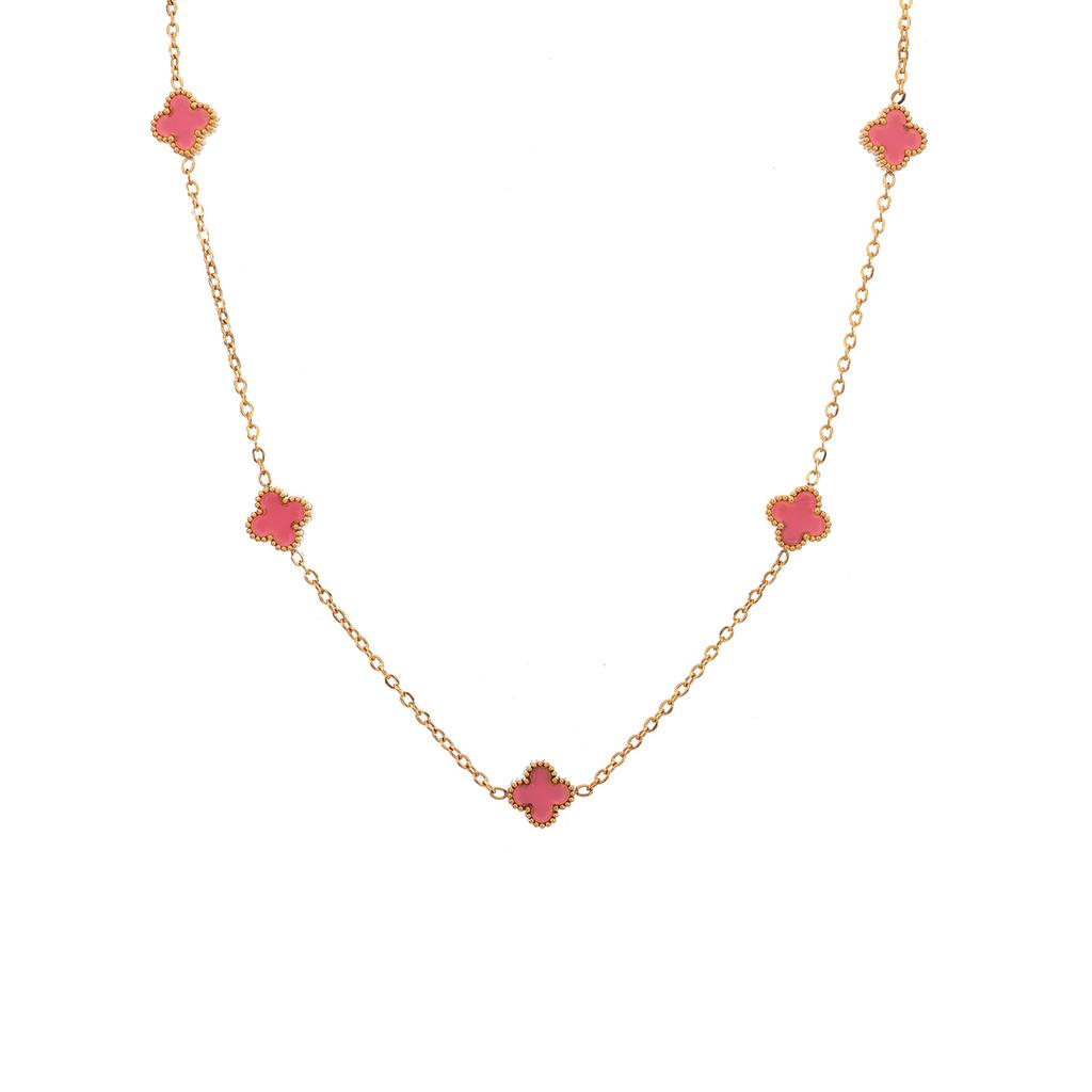 9MM Titanium Steel Four-leaf Clover Shell 5 Flowers Necklace Women's New Light Luxury Hundred Lock Bone Chain Shell Collar Jewelry