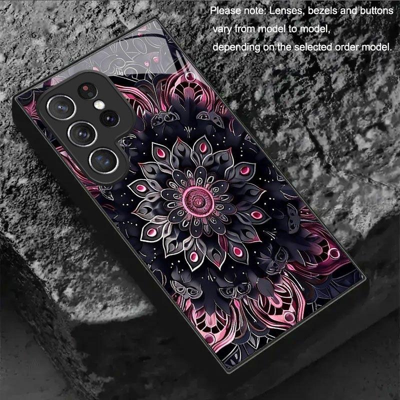 Стеклянный чехол для телефона с узором мандала, подходит для Samsung Galaxy S26 S25 S24 S22 S21 S20 FE/Ultra/Plus, жесткий чехол
