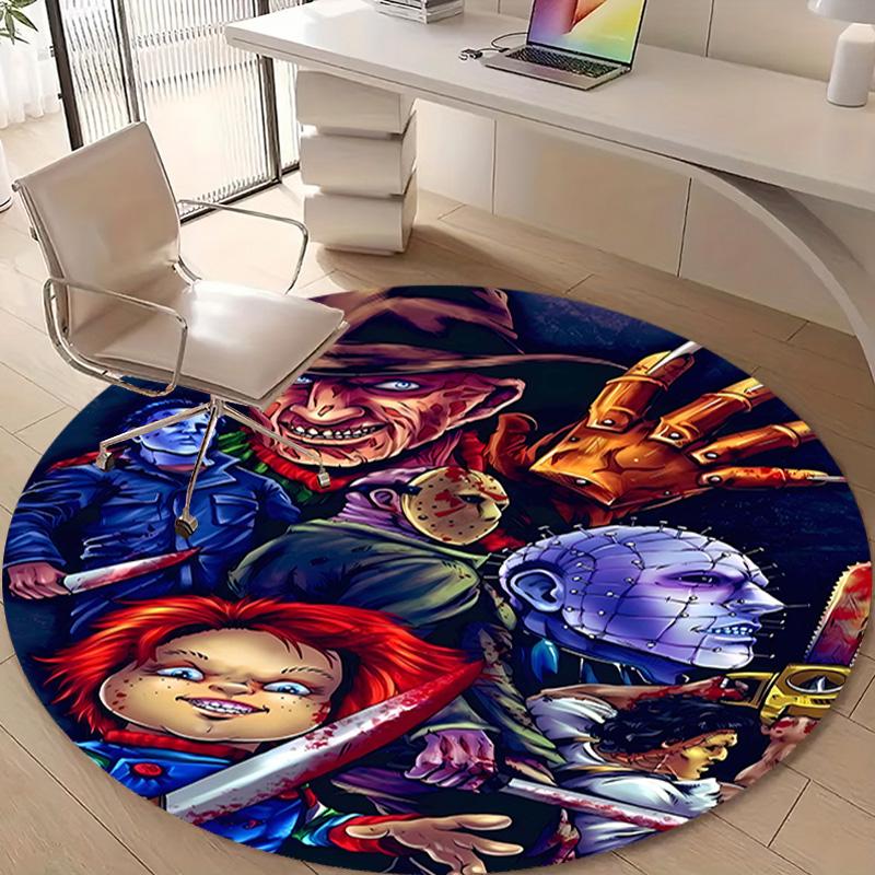 1pc Chucky1 Design Printed Area Round Carpet for Bedroom Living Room Home Decor Rugs Mat Non Slip Mat Rug for Bedside