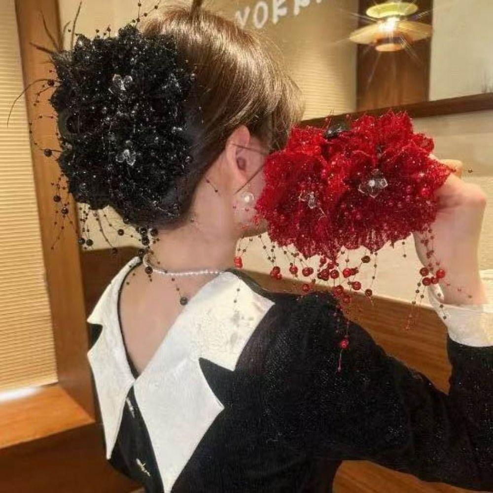 Зажим-хваталка с пайетками Пластиковый зажим-акула Модные цветочные заколки для волос Девочка