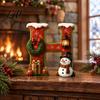 Family Room Wall Plaque Christmas Wood Home Sign 2D Flat Letter Hanging Sign Easy to Mount Decor with Snowman Cup Hat Pattern for Holiday Party