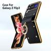Luxury Leather Case For Samsung Galaxy Z Flip 3 4 5g Case Shockproof Cover For Samsung Z Flip 3 4 Case With Ring Holder Fundas
