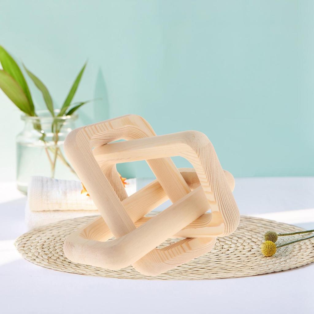 3 Link Wooden Chain Link Decor Rustic Wood Knot for Farmhouse Bedroom Table