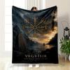 Viking Vegvísir Symbol Printed Flannel Blanket for Bedroom, Living Room, Sofa, and Nap