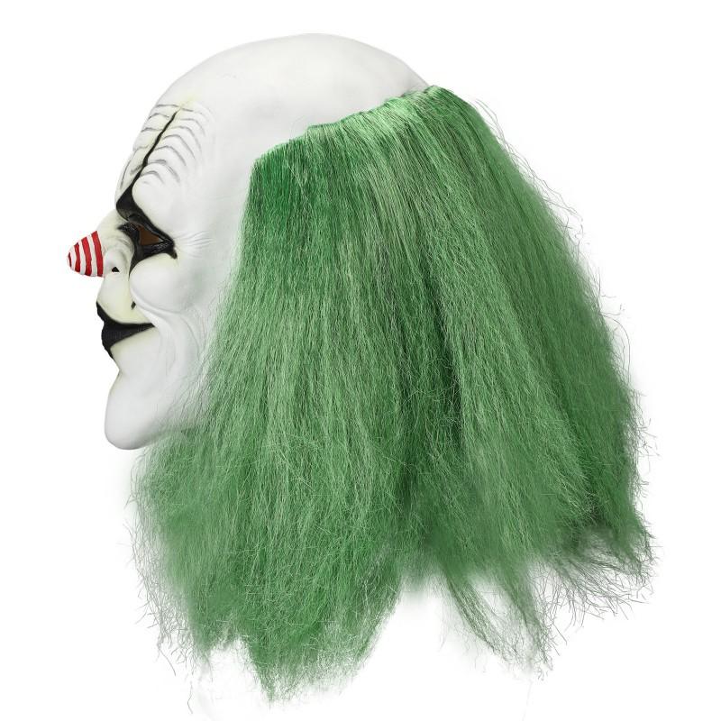 Halloween Scary Green Hair Clown Mask Adult Latex Horror Evil Costume