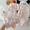 Cloud Cotton Pajamas Women'S Summer Cloud Cotton Short Sleeves Sweet Loungewear Three-Piece Set