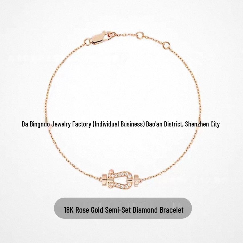 Набор: Браслет подкову с полным бриллиантовым покрытием V Gold Rose Gold и Ожерелье в форме восьмерки