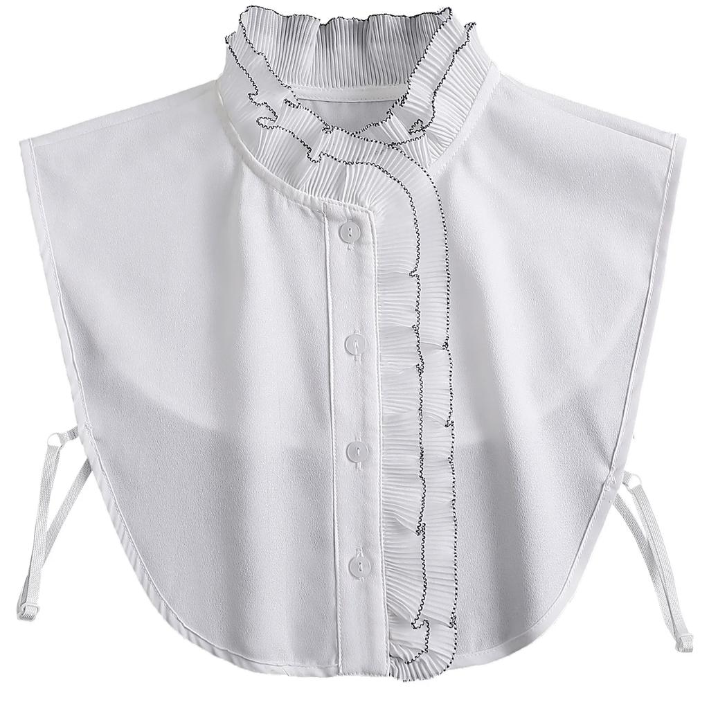 Fashion  Front Tie White Fake Collar for Women Stand Detachable Collar Fake Girls Vintage Lace Ladies False Blouse Collar