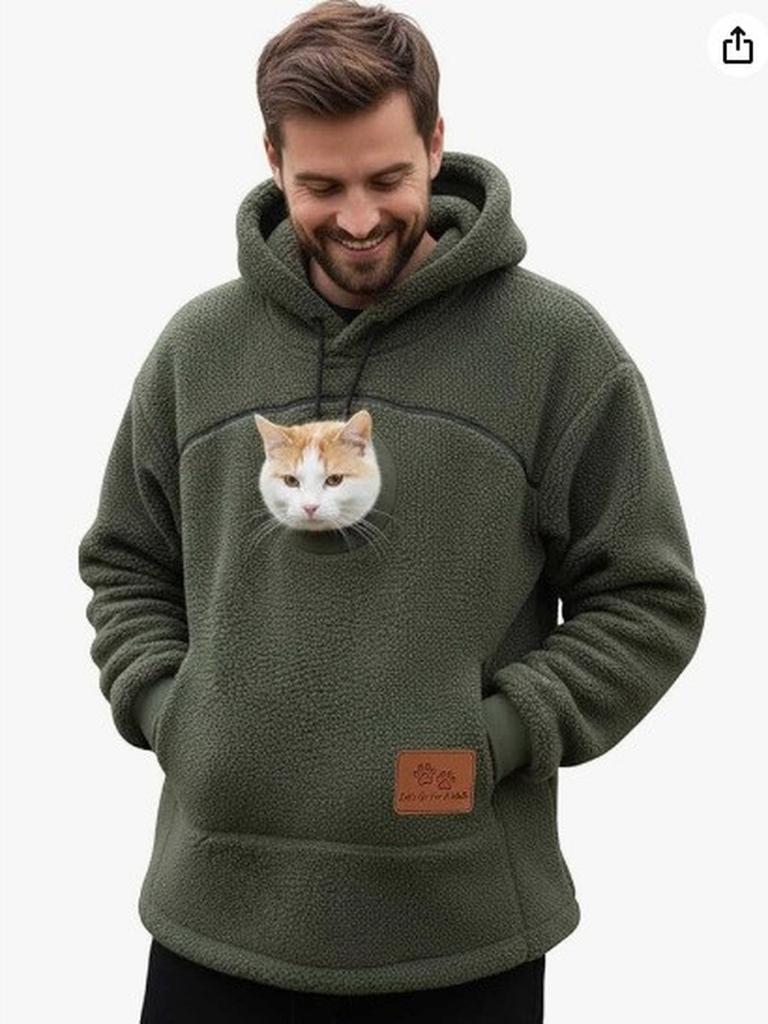 Men & Women Fall Winter Casual Fleece Lined Loose Warm Fleece Hooded Sweatshirt