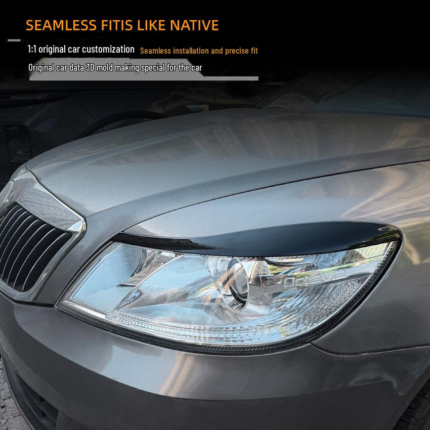 Наклейки-реснички на фары для Skoda Octavia MK2.5 2008-2014