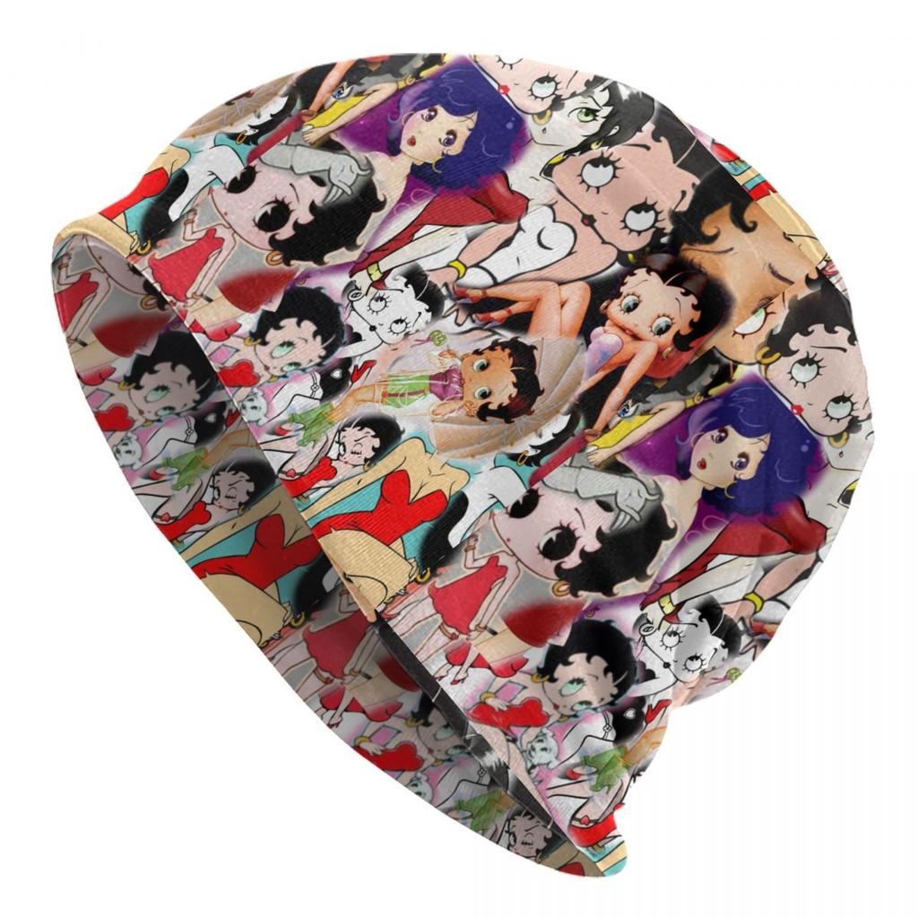Шапка-бини с коллажем Mrs Boop, зимняя теплая женская классическая шапка-бини Betty с героями мультфильмов, кепка