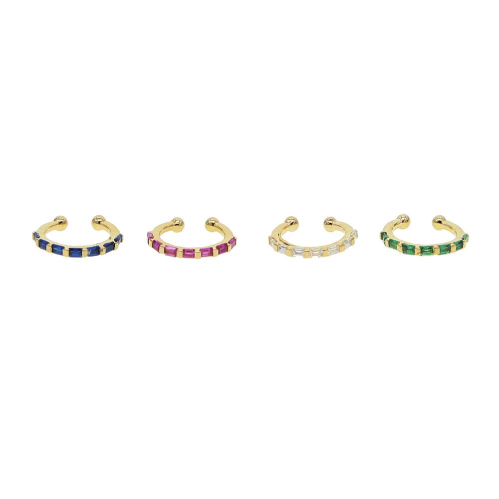 Promotion Small Girl Women Stud Earring Three Stone Colorful Cz bar Stud Simple Minimal Multi Piercing Ear Bone Earrings