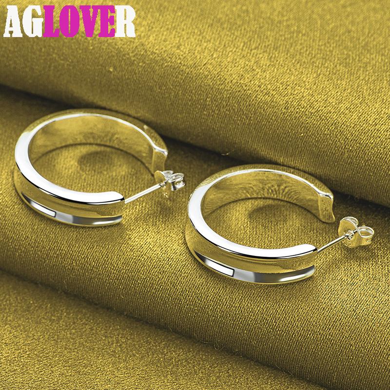 925 Sterling Silver Classic 23mm Smooth Hoop Earring Jewelry