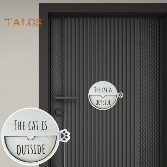 Магнитный знак-напоминание о питомце «Кот внутри», деревянный знак, переключаемый, для входной двери в дом, офиса, поворотный столик, украшение, подарок любителю кошек