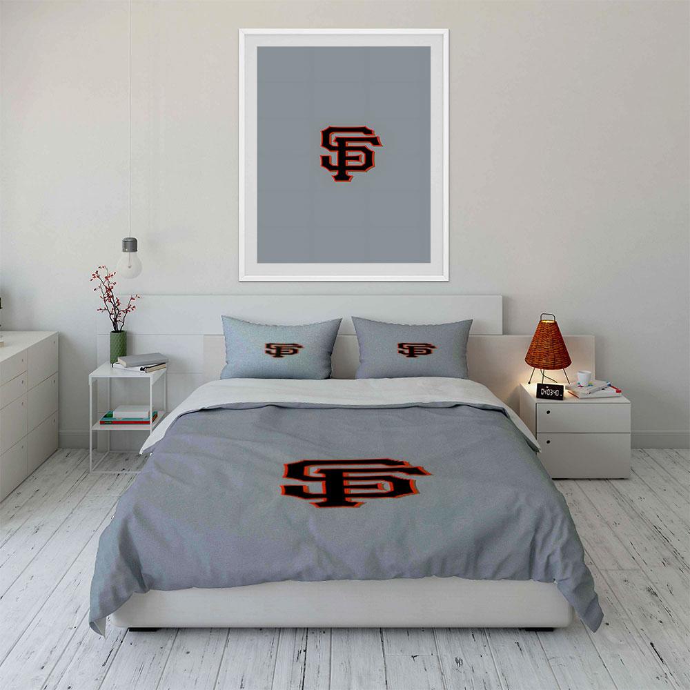 Black and Orange SF Logo Design Print Bedding Set Duvet Cover Pillowcases (1* Duvet Cover 2* Pillowcases Do Not Include Comforter)