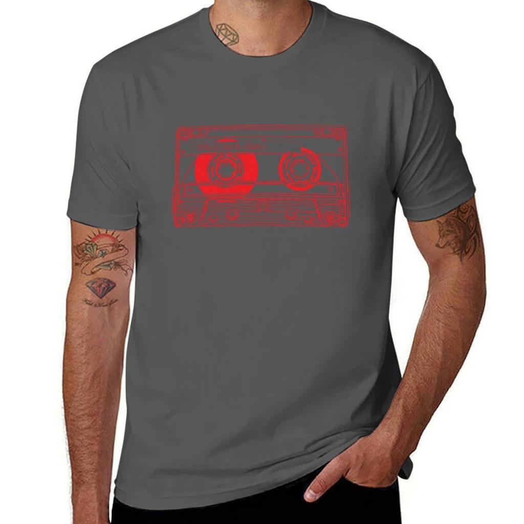 Cassette Tape (Red Lines) Analog Music TShirt Sporty Breathable Short Sleeve TShirt