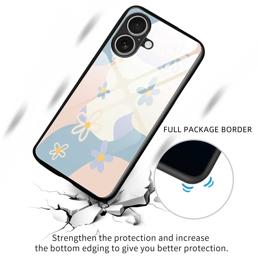 For iPhone 17 Case PC TPU Tempered Glass Pattern Printing Anti Drop Phone Back Cover