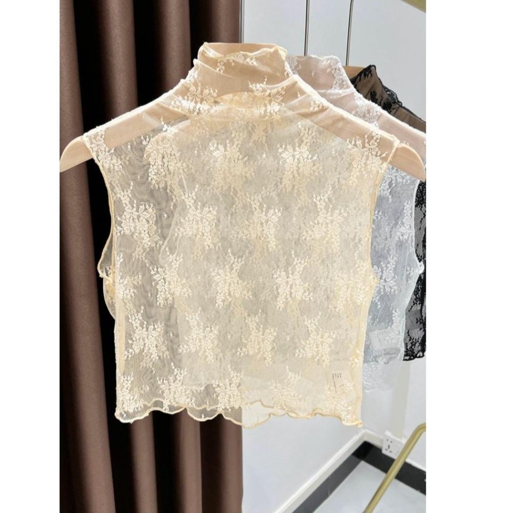 Fashion Lace Floral Fake Collar Detachable White Black Blouse Shirt Removable Collar Slim Gauzy False Collar Women