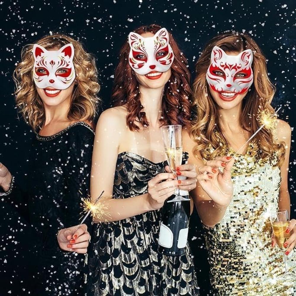 Кошачья маска Сделай сам Белая бумажная маска Заготовка, Расписанная вручную маска для лица на Хэллоуин, Маскарадный костюм, Аксессуар для косплея