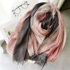 Foreign Trade Cotton Linen Scarf, Women's Autumn and Winter Gradient Color Blocked Japanese and Korean Ladylike Forest Women's Bamboo Yarn Shawl