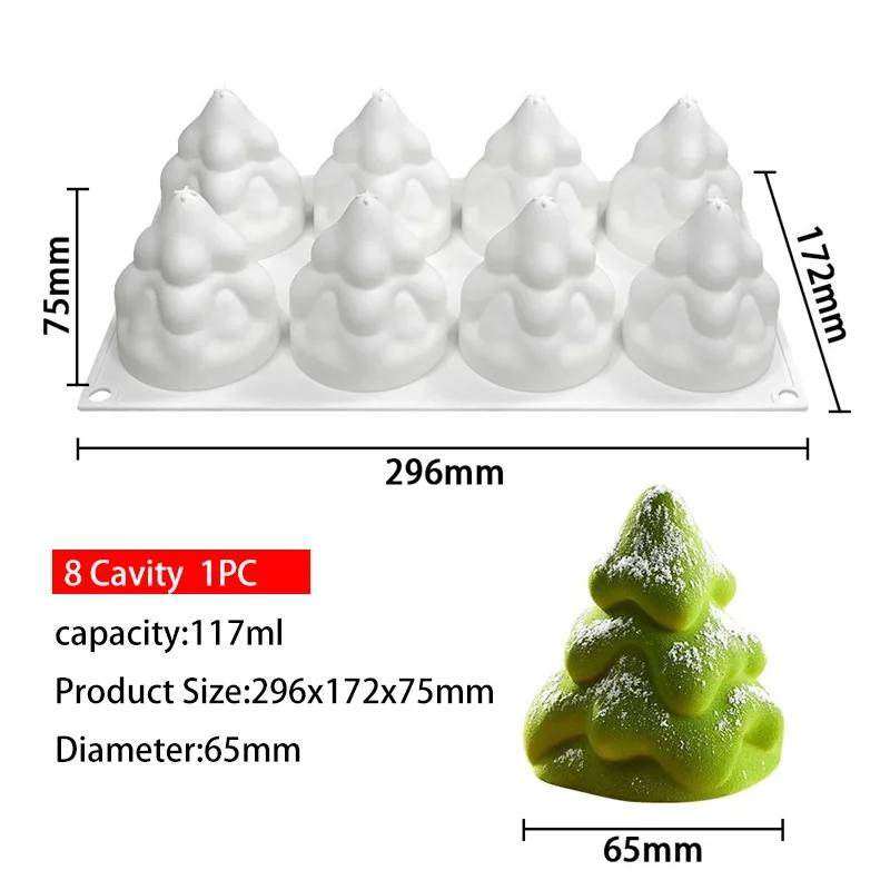 3D Cream Christmas Tree Chocolate Cake Baking Tool Xmas Tree Multi Cavity Silicone Mold Cake Biscuit Jelly Muffin Making Mould