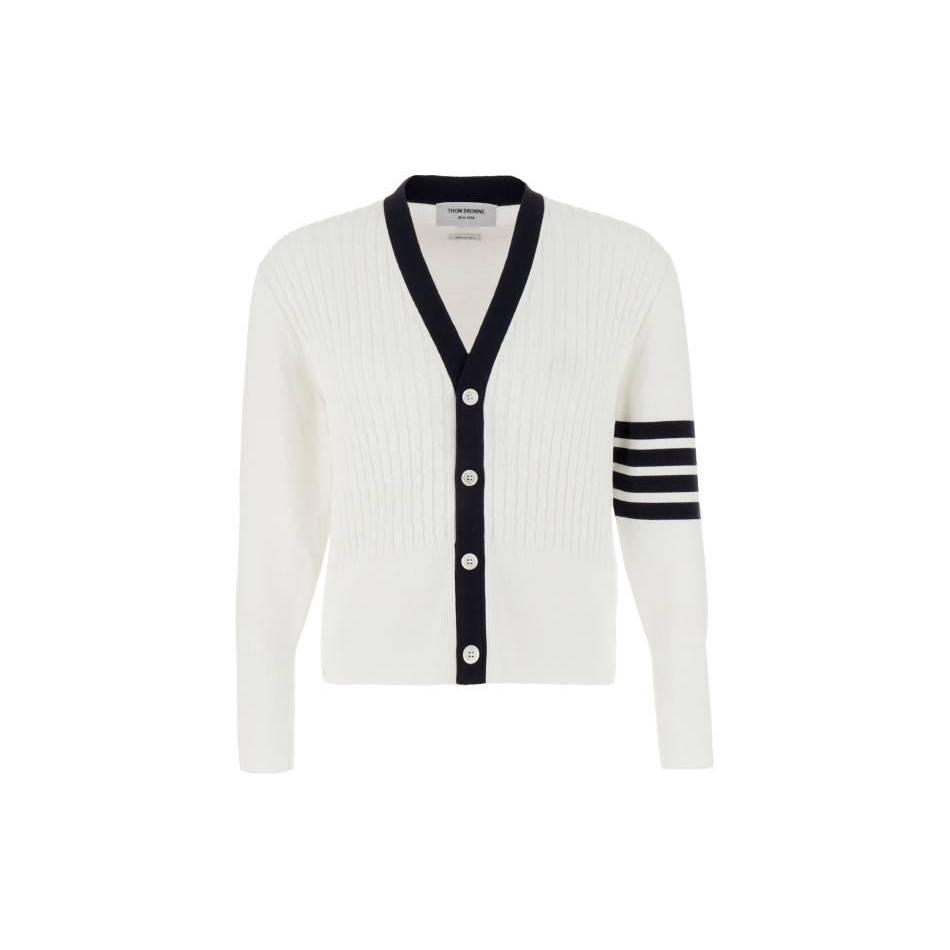 THOM BROWNE 4 Bar V Neck Cardigan MKC520A-Y3014-100