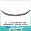 ModelY Spoiler Rear Door Tail Trunk Wing ABS Carbon Fiber Look For Tesla Model 3/Y 17-24 Accessories Model3 Highland 2025+ HOT