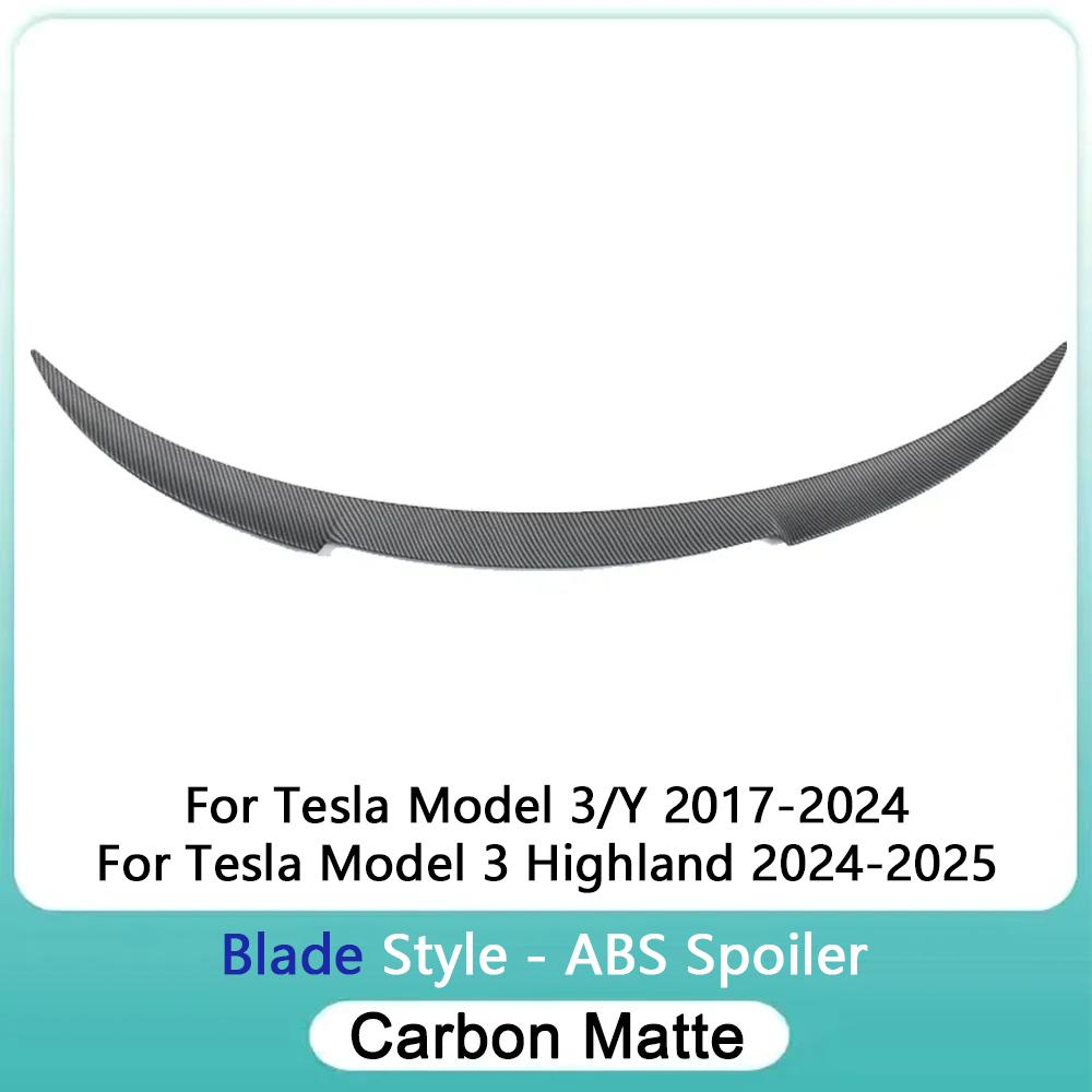 ModelY Spoiler Rear Door Tail Trunk Wing ABS Carbon Fiber Look For Tesla Model 3/Y 17-24 Accessories Model3 Highland 2025+ HOT