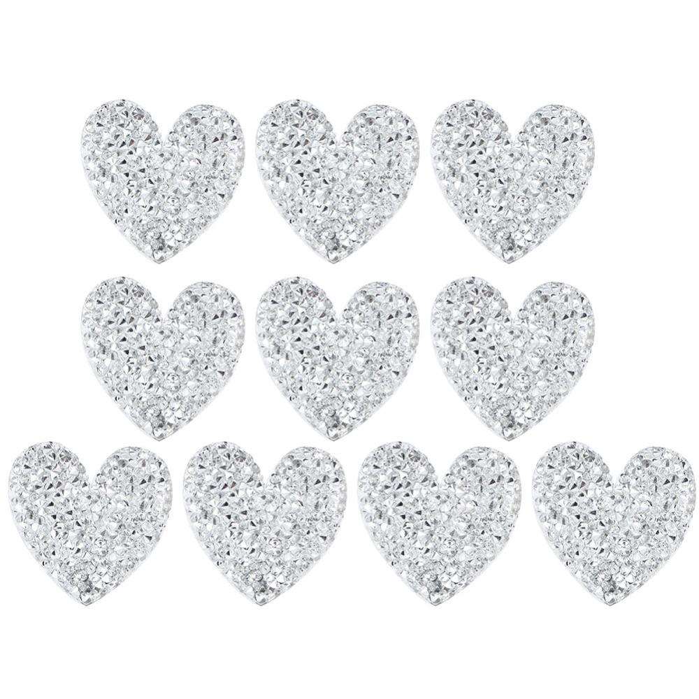 10pcs Sew On Type Heart Shaped Appliques Hot Fix Iron On Patches For DIY Crafts