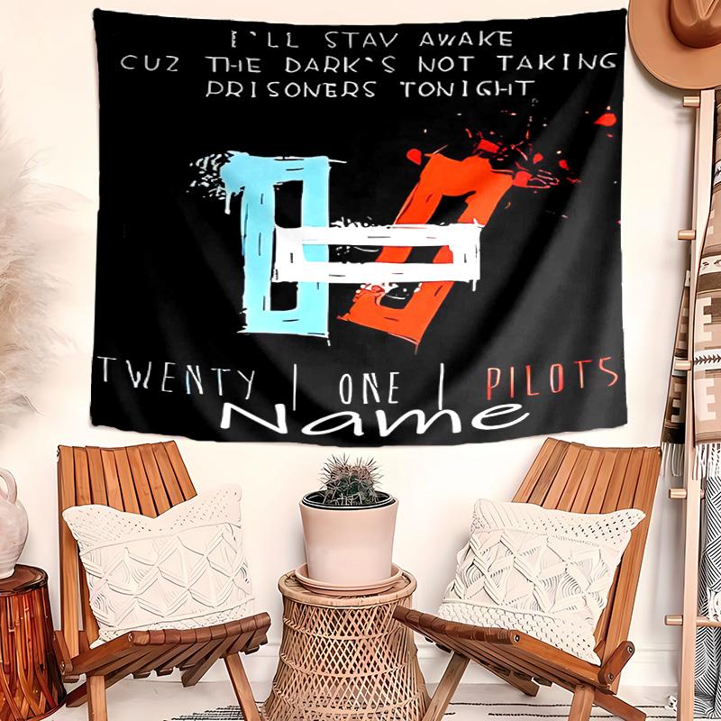 Personalized Twenty One Pilots Background Tapestry,Custom Name Birthday Party,Multifunctional Wall Decoration for Home Decor,Various Occasions