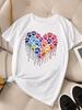 (Азиатский размер) Одежда Женская Мода Футболка Топ милый цветок тренд Женская Футболка Женская Принт Короткий Рукав Графические Футболки