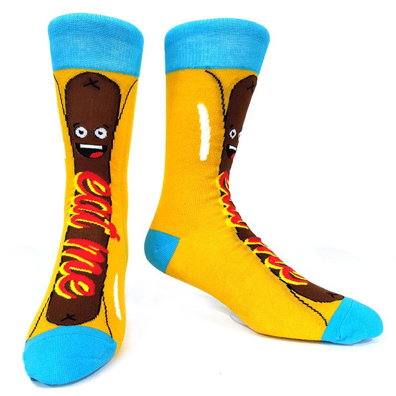 Новинка, веселые мужские носки с рисунком из хлопка, покер, корги, лягушка, сумасшедший бургер, пиранья, волк, авокадо, орел