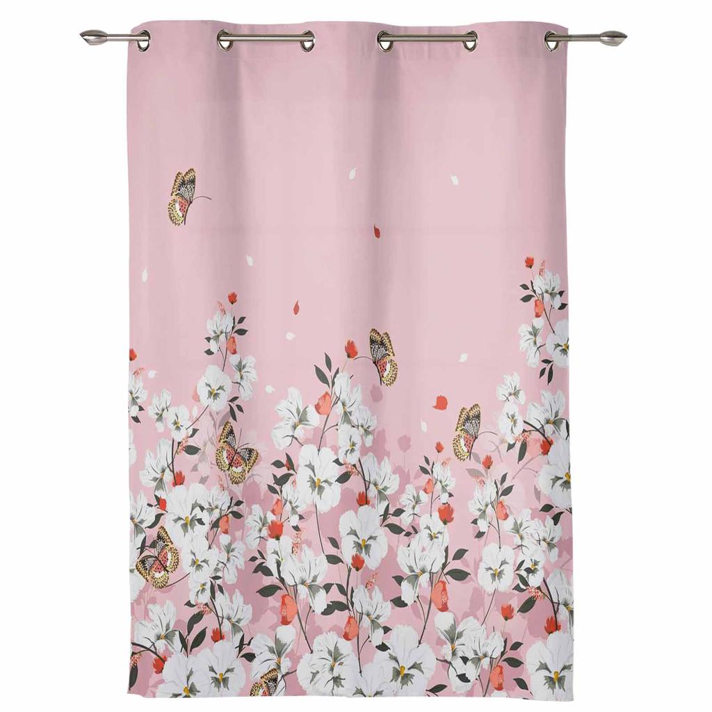 Розовый цветок растение бабочка новые оконные шторы для гостиной кухни Крытый декор оконные занавески подзоры