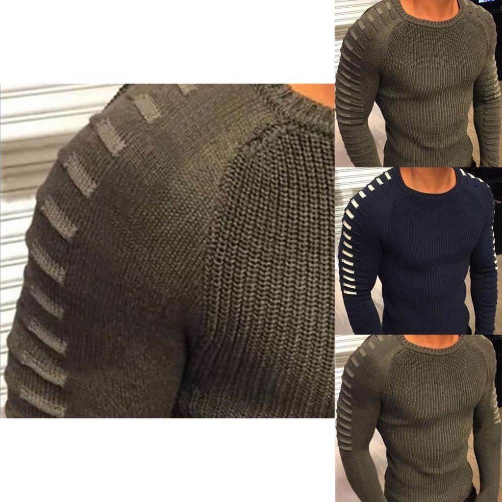 Premium Quality Fashion Men O-neck Knitting Sweater Long Sleeve Slim Fit Pullover Top