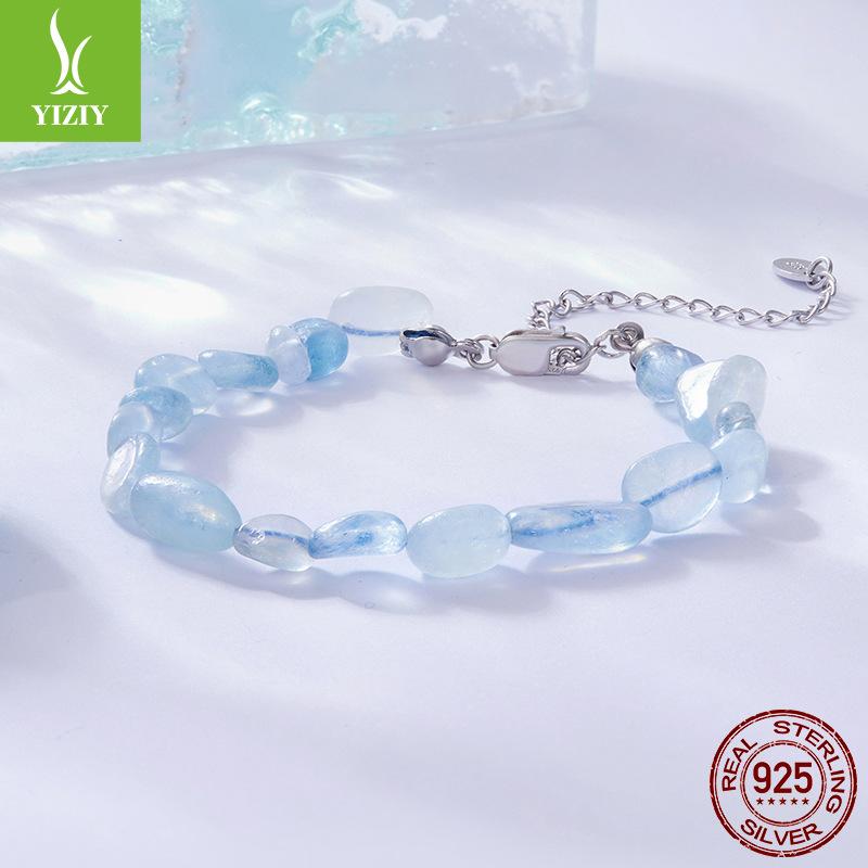 Браслет из синего кристалла Женский Нишевый из стерлингового серебра S925 Браслет на удачу и энергию Ручное украшение