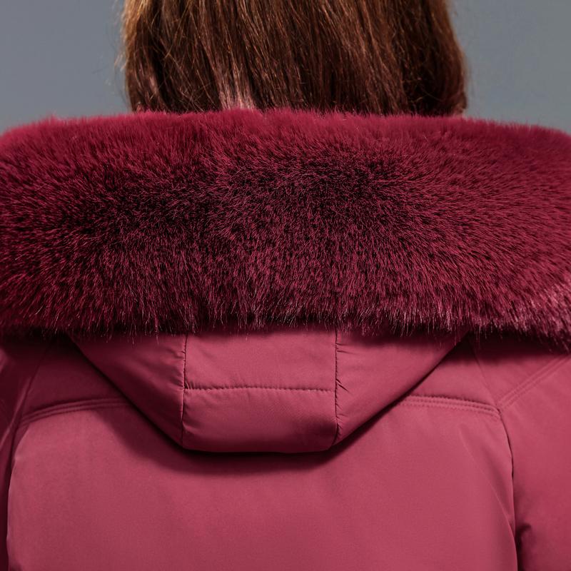 Middle Age Woman Winter Long Coats Hooded Faux Fur Collar Casual Thick Warm Parkas Women's Jackets