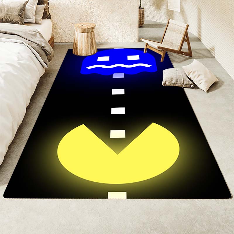 Ковер с тематикой игры Pac-Man, нескользящий, круглый, для игровой комнаты, спальни, гостиной, напольный коврик, декор