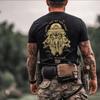 Summer Tactical Military Fan Crew Neck Half Sleeve  American Tough Guy Ins Nordic Myth Printed Men's Short Sleeve Cotton T-Shirt
