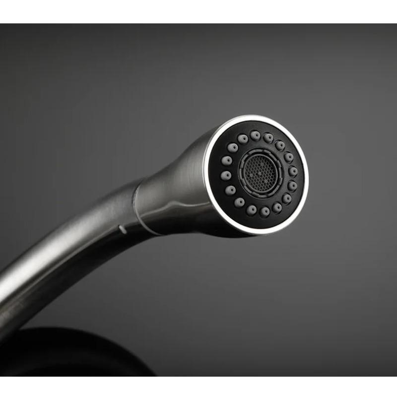 Матовый никель, кухонный смеситель с одним отверстием, выдвижной излив, смеситель для кухонной мойки, распылительная головка, хромированный/черный смеситель