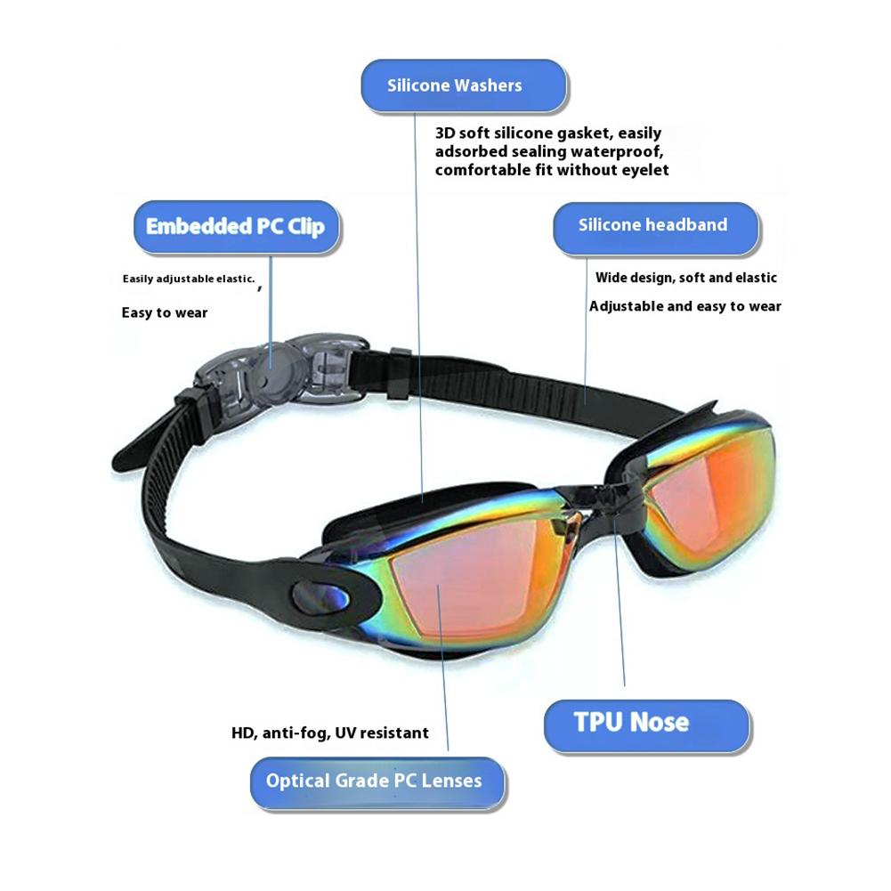 Adults Swim Goggles Anti Fog Swimming Goggles Waterproof UV Protection Swimming Goggles Swim Sports Eyewear for Swim Training