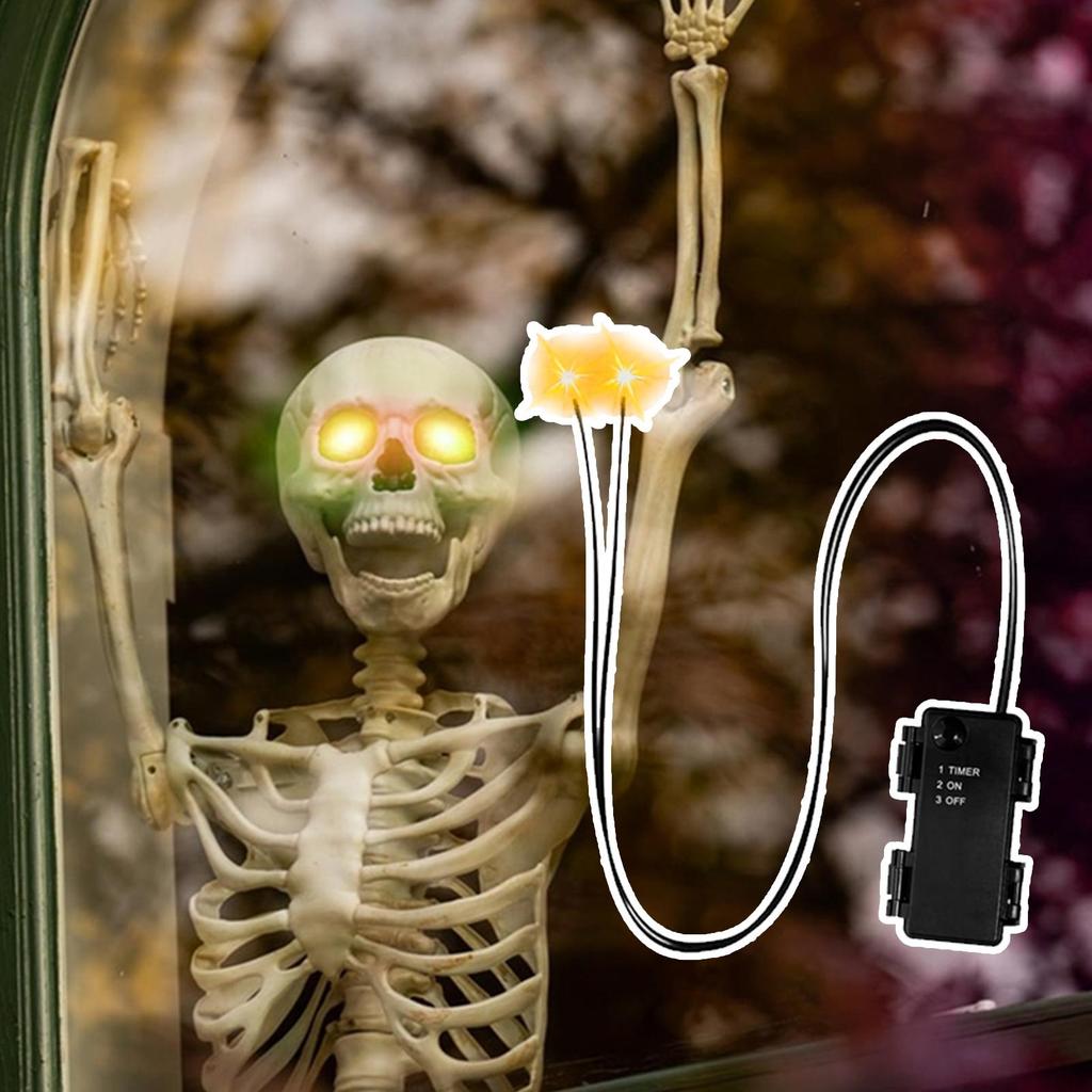 Light Up Eyes Halloween Light Up Eyes for Skulls With Timer LED Decorations Spooky Props for Indoor Outdoor Skeleton Pumpkins